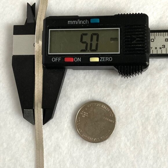 Sterling Silver 925 TJC 5MM Polished Flat Herringbone Chain Necklace 18" 14g - Picture 14 of 16